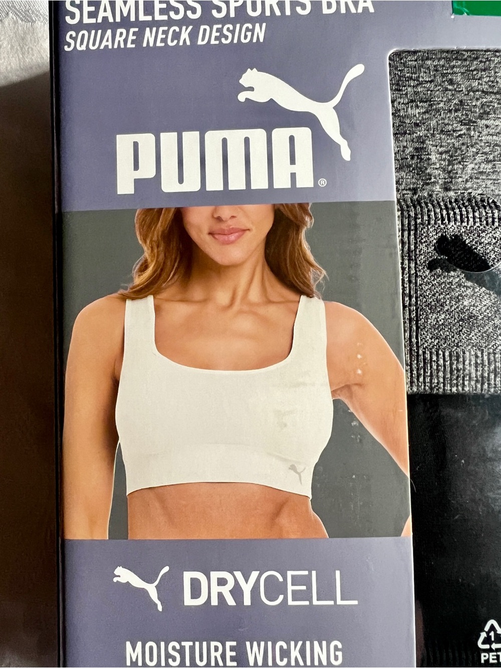 PUMA 2Pack Women's Seamless Square-Neck Sports Bra in Gray and Black